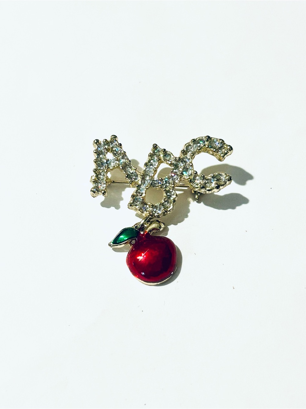 ABC and Apple Brooch Pendant, Teacher Gifts